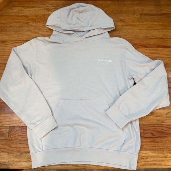 TALENTLESS Tops - Talentless Women Hoodie Light Gray Bone Fleece Pullover Sweatshirt Logo Large